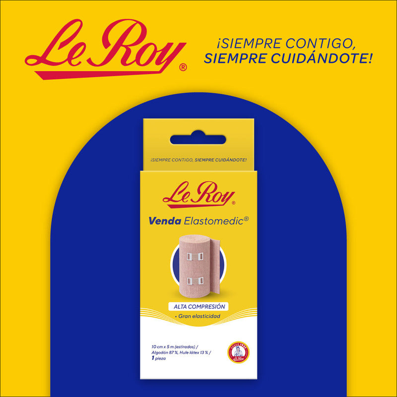 Venda Elastomedic De Alta Compresión Le Roy 10cm X 5m Caja Con 1 Pz
