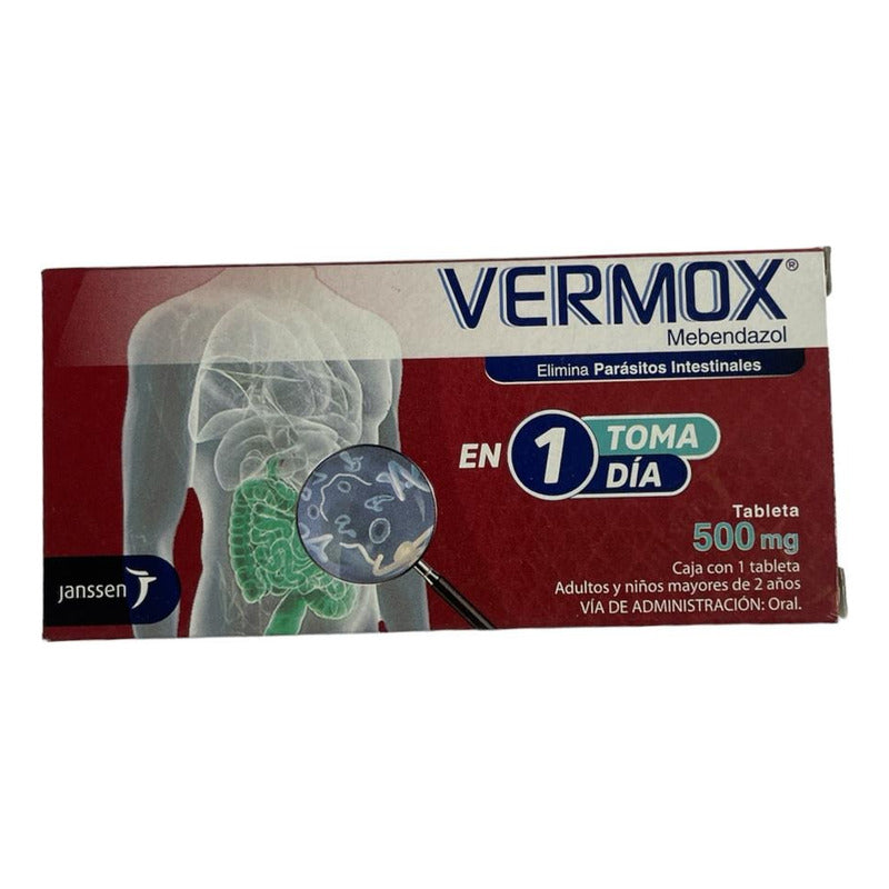Vermox Desparasitante 500mg 1 Toma