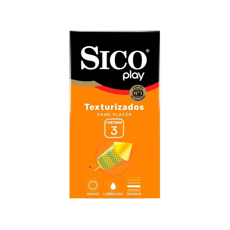 Sico Play, Condón De Látex Texturizado 3 Piezas