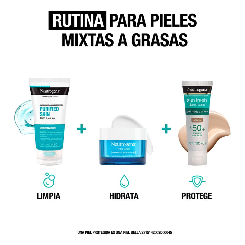 Neutrogena Sun Fresh Protector Solar Facial Tono Medio Niacinamida Fps50+, 40g