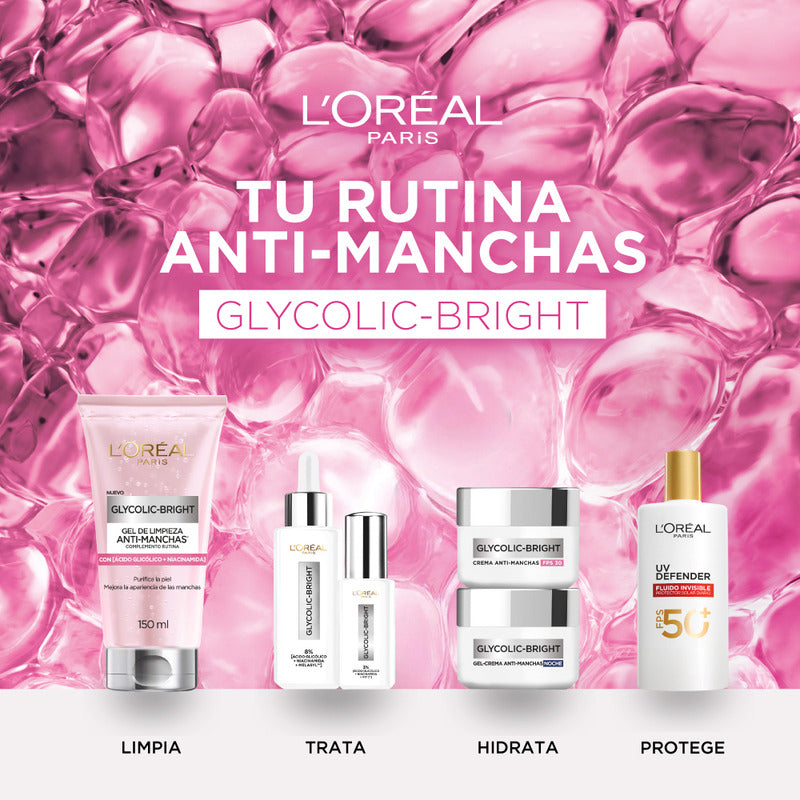 L'oréal Paris Glycolic Bright Sérum De Rostro Anti Manchas, Con Ácido Glicólico, Niacinamida Y Melasyl, Reduce Y Previene Todo Tipo De Manchas, 30 Ml.