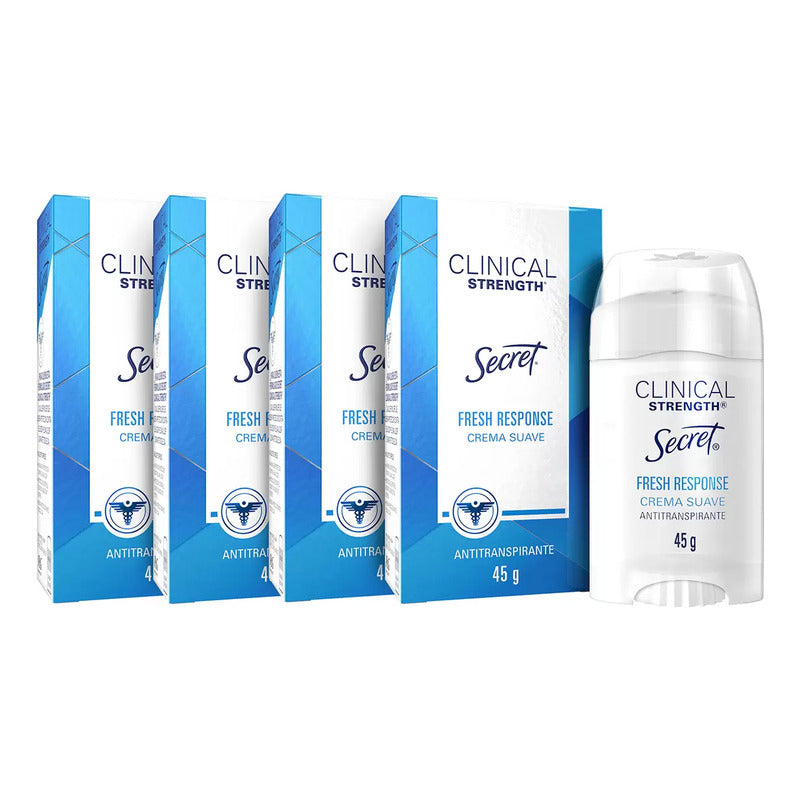 Pack 4 Secret Clinical Strength Antitranspirante 45g C/u Fresco
