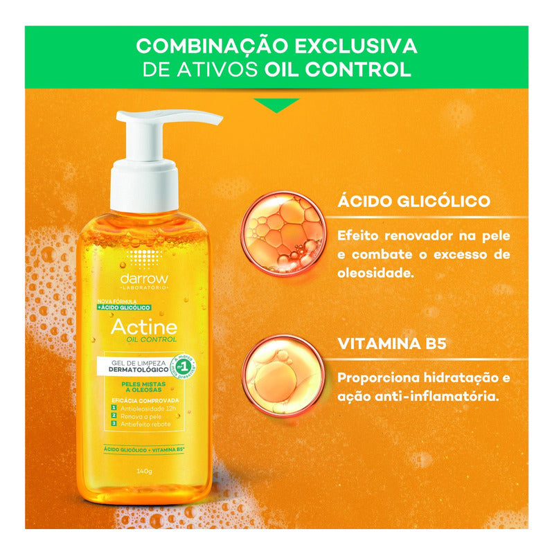 Darrow Actine Oil Gel Limpiador Piel Mixta A Grasa 140gr Día/noche Mixta/oleosa