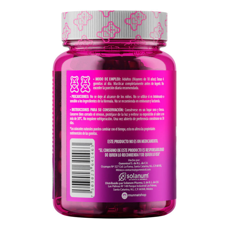 Belabear Ácido Hialurónico 60 Gomitas Fruit Mix Solanum Granada, Mangosteen, Noni, Goji, Colágeno. Frambuesa