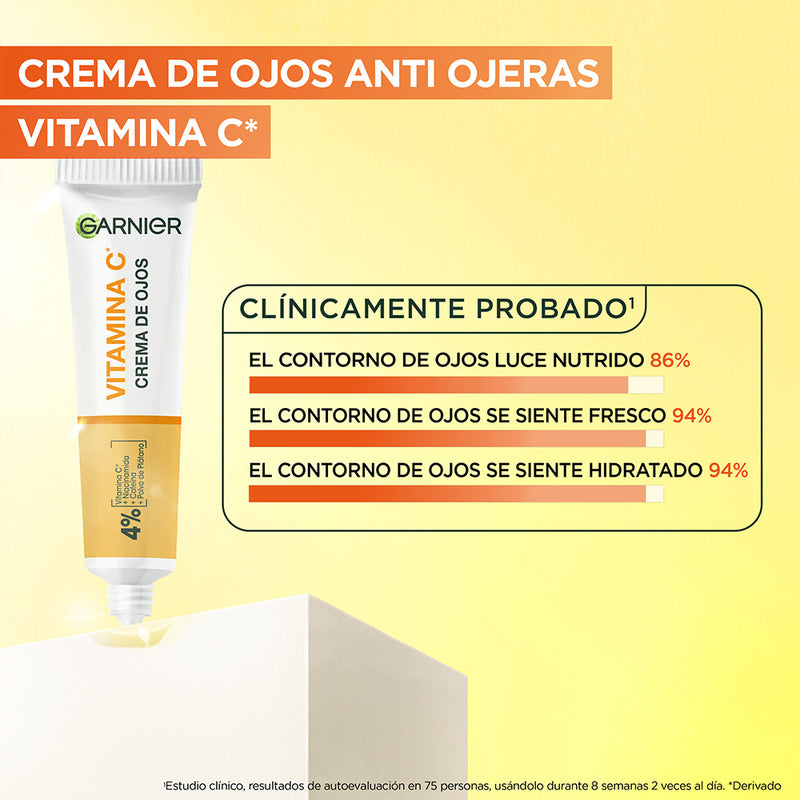 Garnier Skin Active Contorno De Ojos Express Aclara Con Vitamina C, Niacinamida Y Cafeína, Reduce Ojeras, 15ml