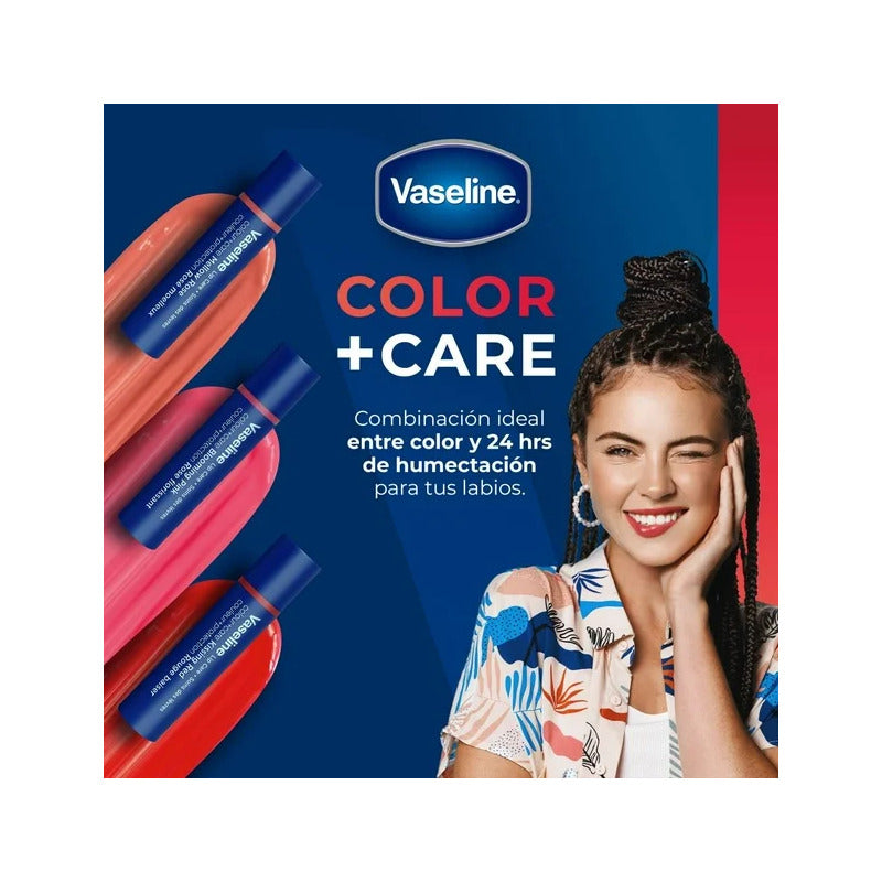 Vaseline Lip Bálsamo Para Labios Color Care 4 Pzas De 3gc/u