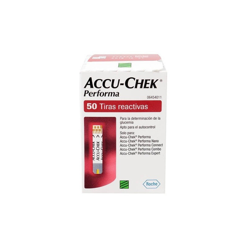 Tiras Reactivas De Glucosa Accu Check Performa Caja 50 Pzas Color Rojo