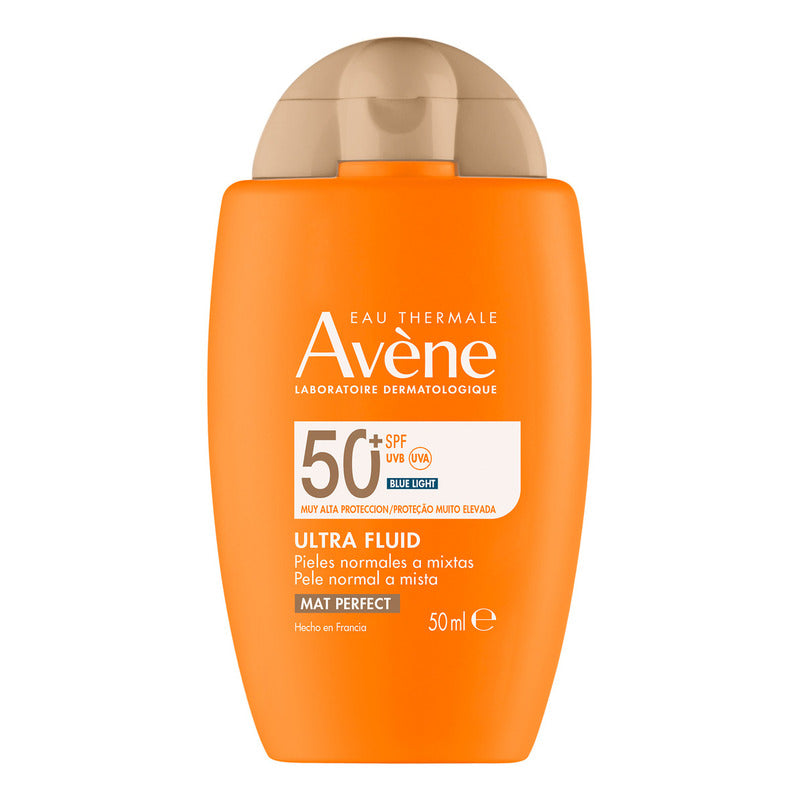 Avene Ultra Fluid Mat Perfect, Protector Solar Facial Fps 50+ Con Triasorb, Oil Control, Textura Ultrafluida, 50ml