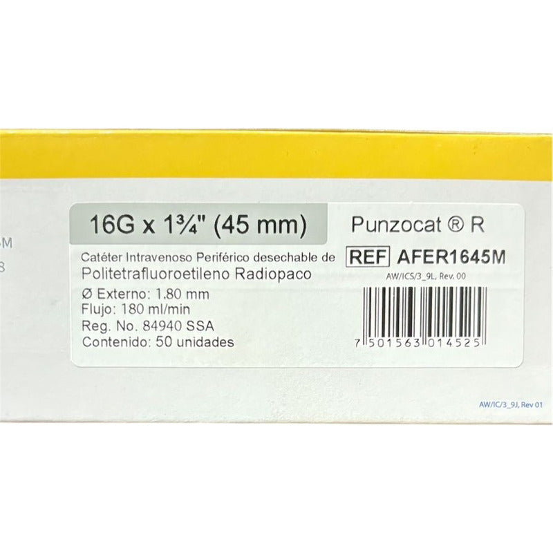 Punzocat Catéter 16gx45mm(3/4) Gris 5 Piezas
