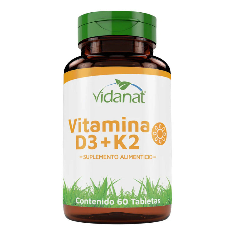 Vidanat Vitamina D3 + K2 Vidanat 60 Tabletas Suplemento Sin Sabor