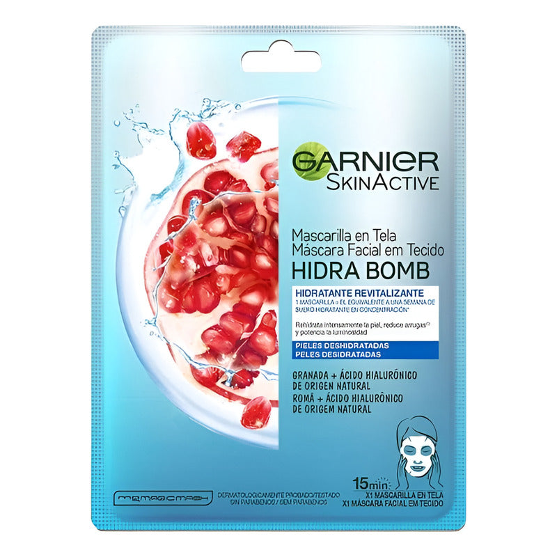 Mascarilla Facial Garnier Hidra Bomb Ácido Hialurónico 1pza - Piel Deshidratada