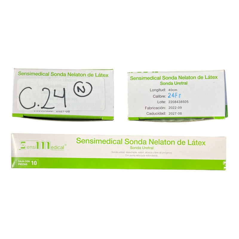 Caja 10 Sonda Nelaton De Látex Sensimedical Una Vía Calibres