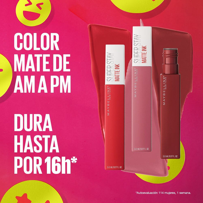 Maybelline Labial Líquido Superstay Matte Ink 5ml, Dura Hasta 16h, Alta Pigmentación, No Transfiere Romantic