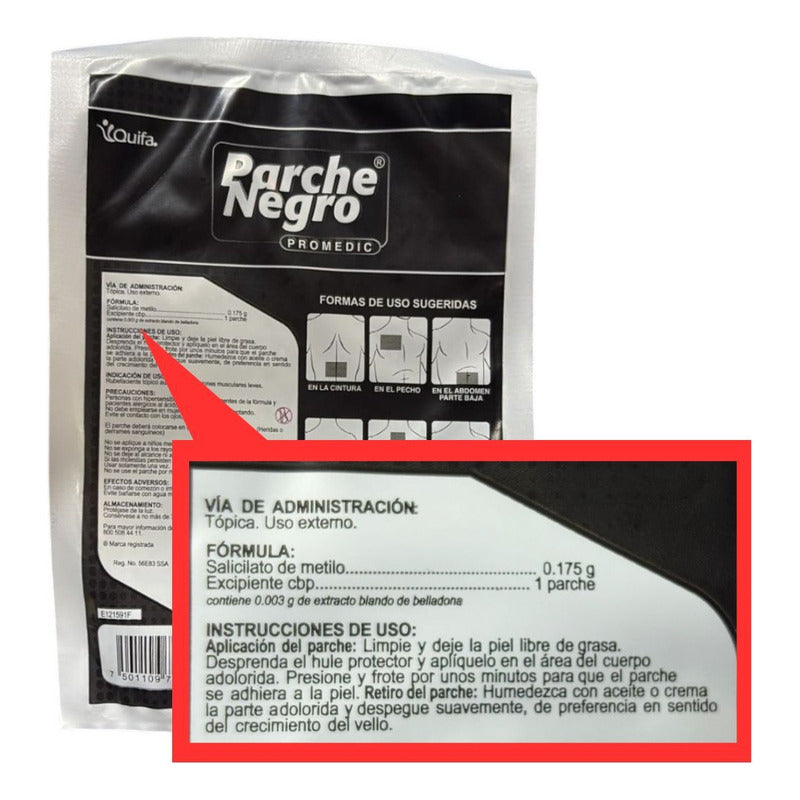Parche Negro Auxiliar Afecciones Musculares 1 Pza.