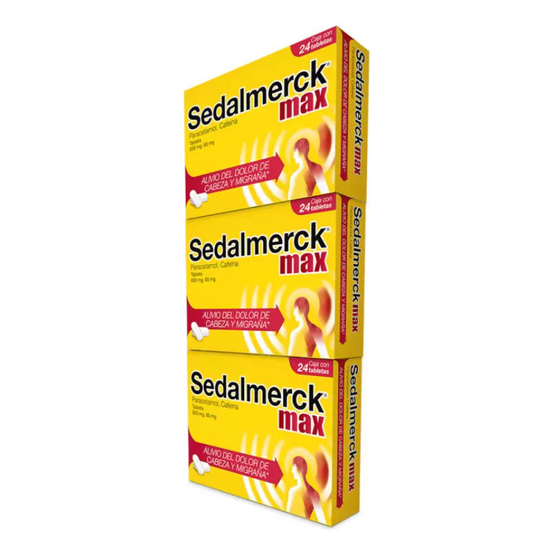 Sedalmerck Max 3cajas Con 24 Tabletas 650mg