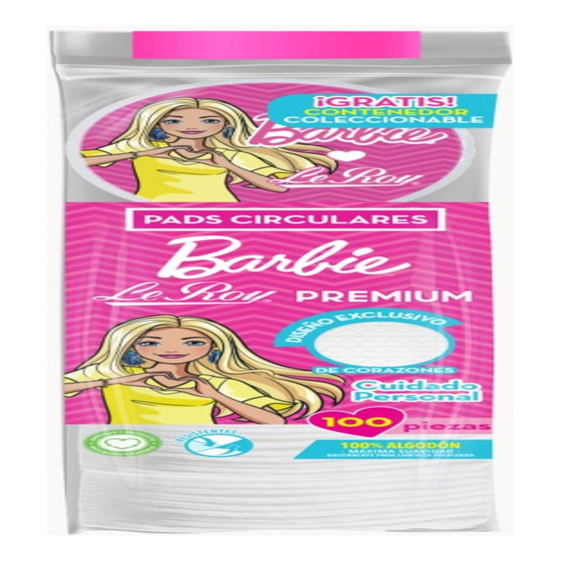 Le Roy Pads Circulares Barbie + Portapads De Regalo 100pz