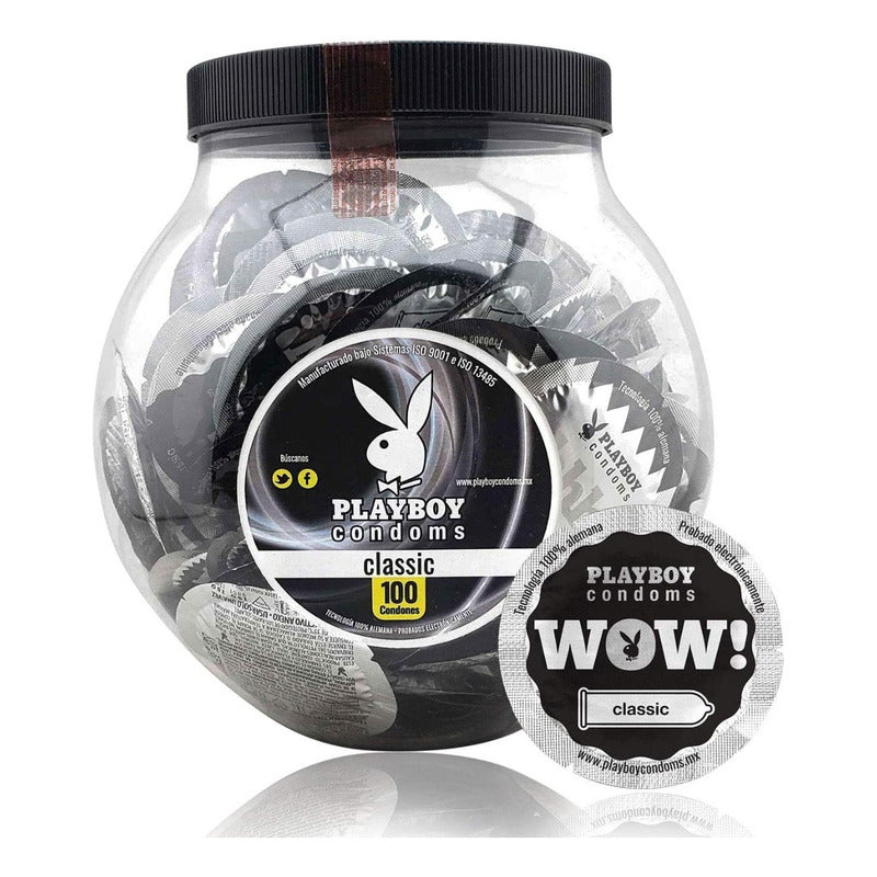 Vitrolero Con 100 Condones Lubricados Playboy Classic