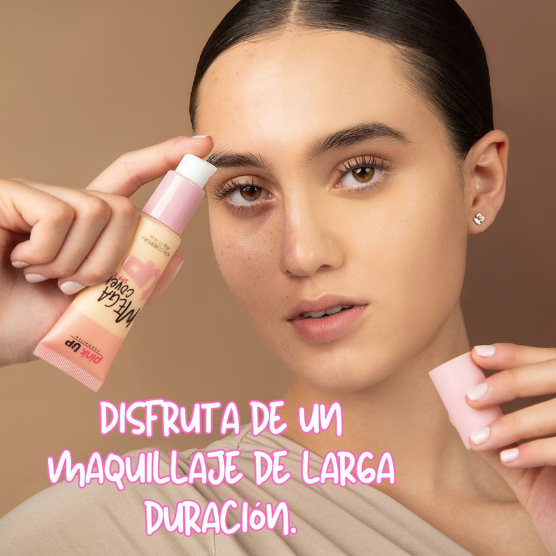 Pink Up, Maquillaje De Larga Duración, Cobertura Completa Tono Ivory