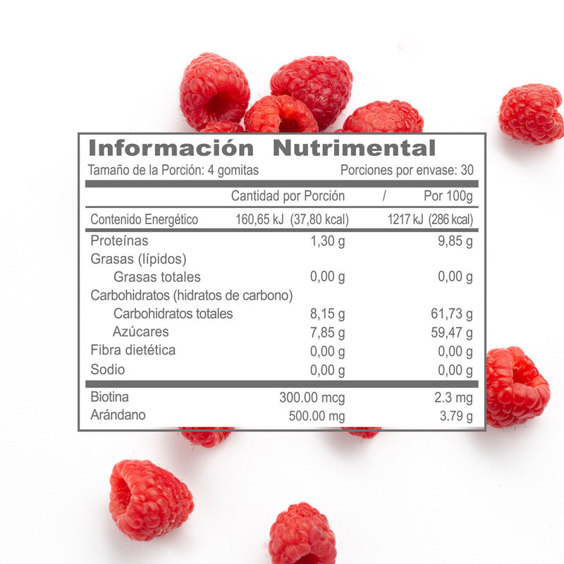 Olnatura Just Biotina + Arándano 120 Gomitas Frambuesa Frambuesa