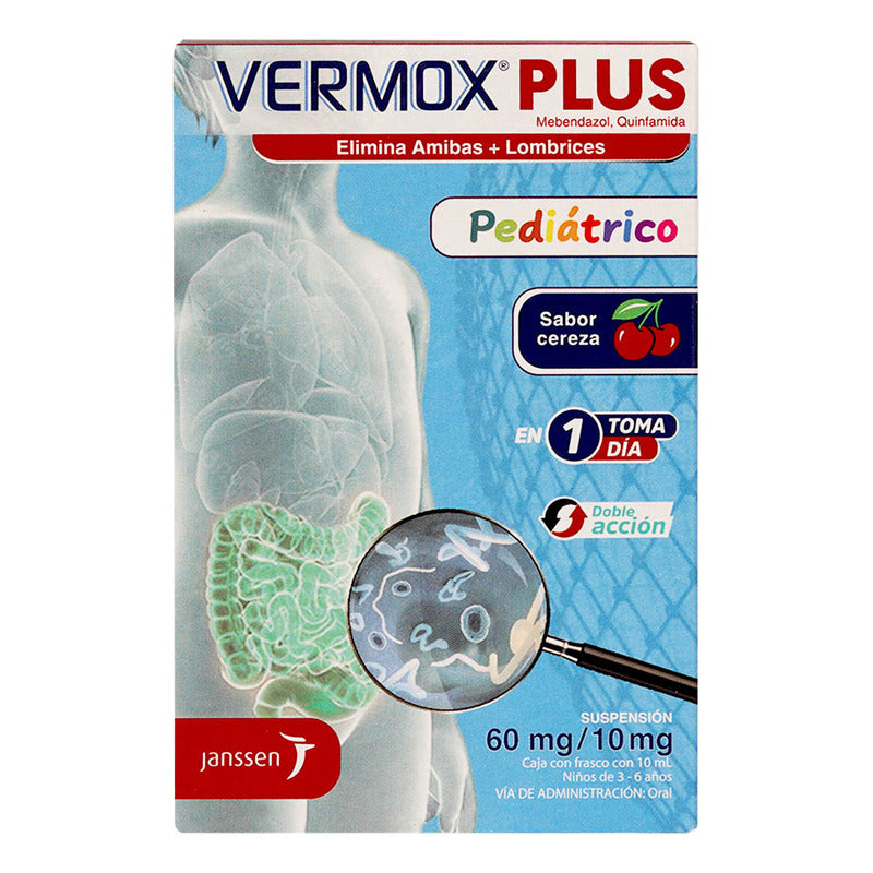 Vermox Plus Suspensión Pediátrica 60 Mg/10 Mg, 1 Frasco 10 Ml