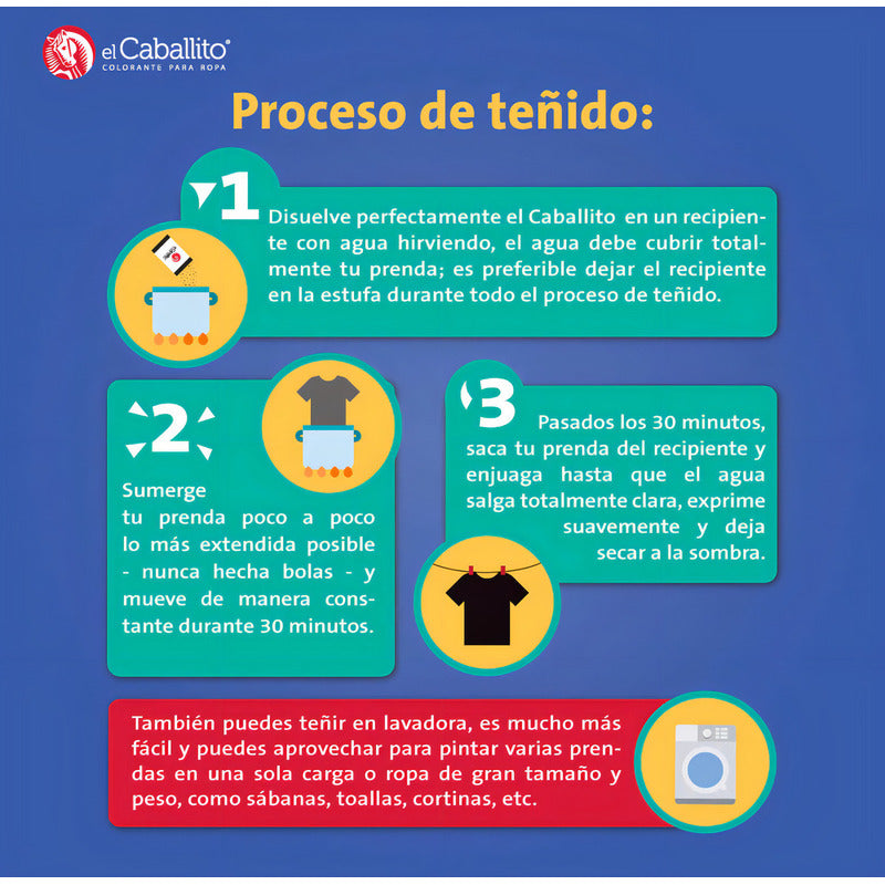 Caballito Colorante Para Ropa Negro Elegante 20g 12pzas