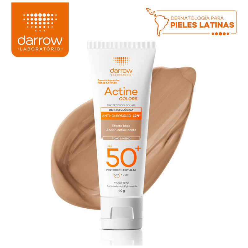 Protector Solar Dermatológico Facial Actine Colors Medio Fps50+ 40g Darrow