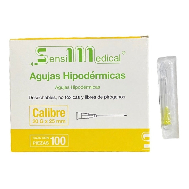 Aguja Hipodermica Sensimedical 20gx25mm 100 Piezas
