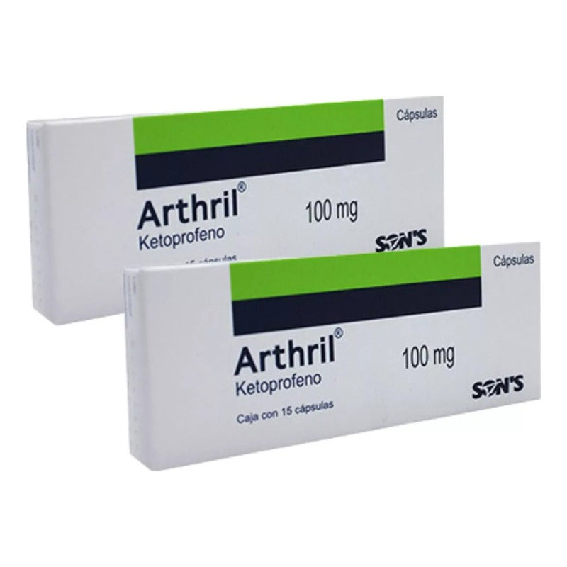 Dos Cajas De Ketoprofeno 100mg Arthril 15 Capsulas Cu