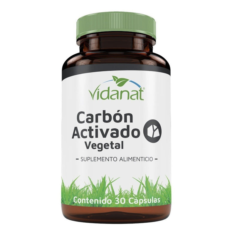 Carbón Activado Vegetal Vidanat 30 Cápsulas Mejora Digestión