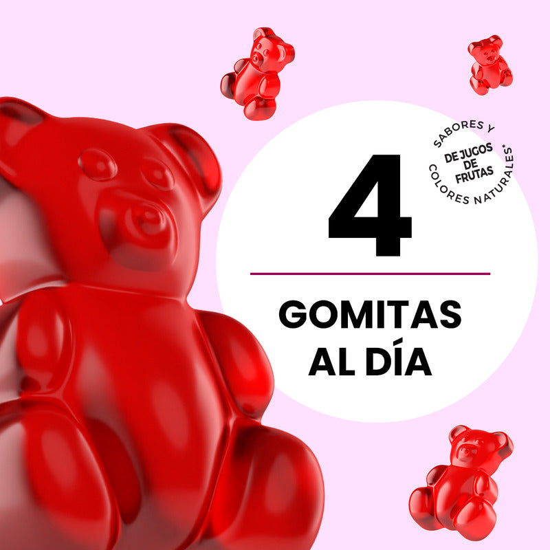 Solanum Belabear Colágeno + Biotina Vit. A, C, D3, Acido Folico 60 Gomitas Sabor Fresa