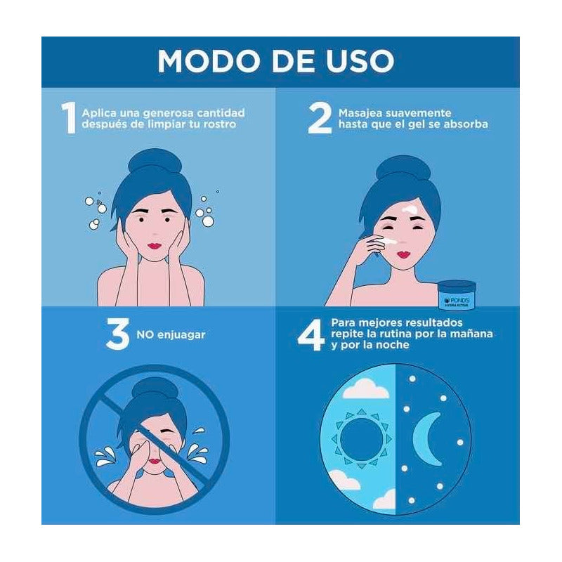 Ponds Hydra Active Ácido Hialurónico Gel Hidratante 110g Todo Tipo De Piel Día/noche