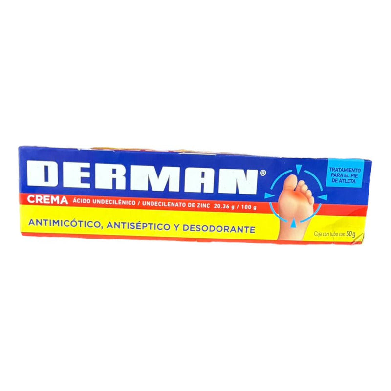 Derman Crema Antimicótica Antiséptica Y Desodorante Pies 50g