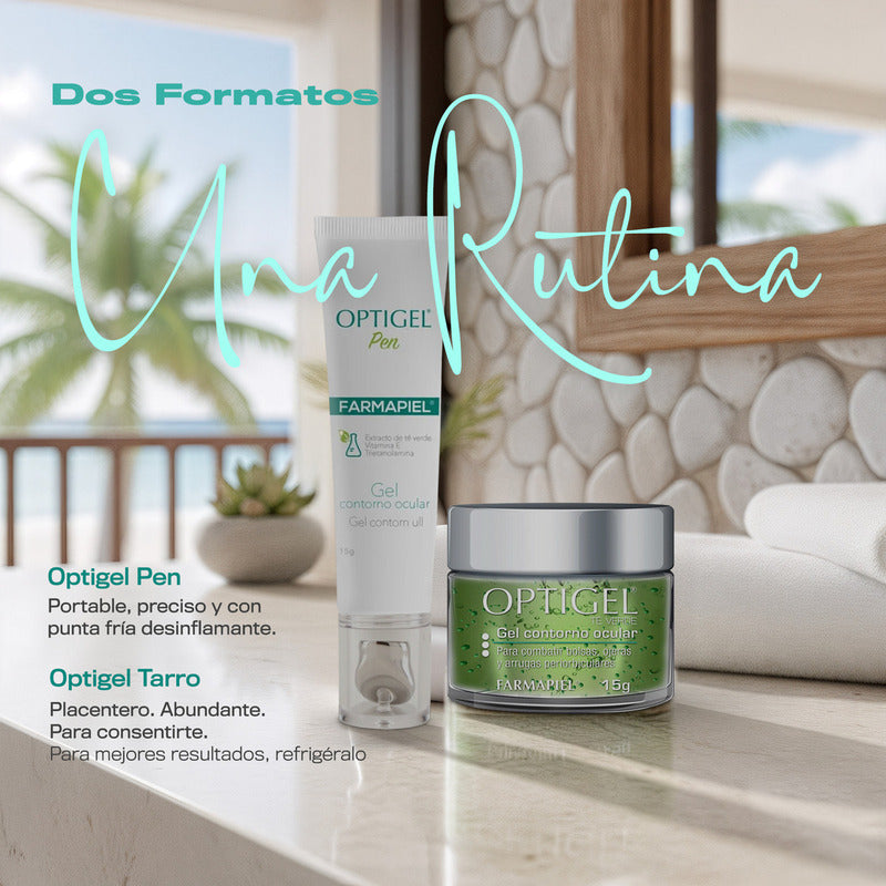 Optigel Contorno De Ojos Gel Anti Ojeras, Bolsas Y Arrugas Antioxidante, Hidratante, Reafirmante Y Antiinflamatorio Con Té Verde, Vitamina E Y Hamamelis Punta Metálica Efecto Frío 15 G