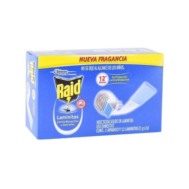 Raid Insecticida En Láminas 12 Piezas Con Aparato Incluido