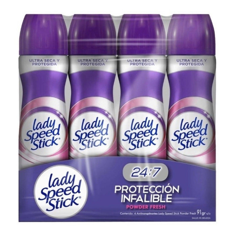 4 Pack Desodorante Powder Fresh Lady Speed Stick