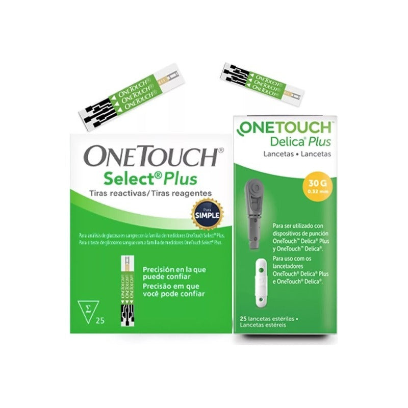 Kit Onetouch Select Plus Simple 25 Tiras Y 25 Lancetas