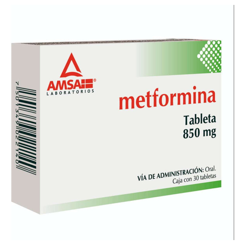 Metformina Tabletas 850 Mg, 30 Tabletas