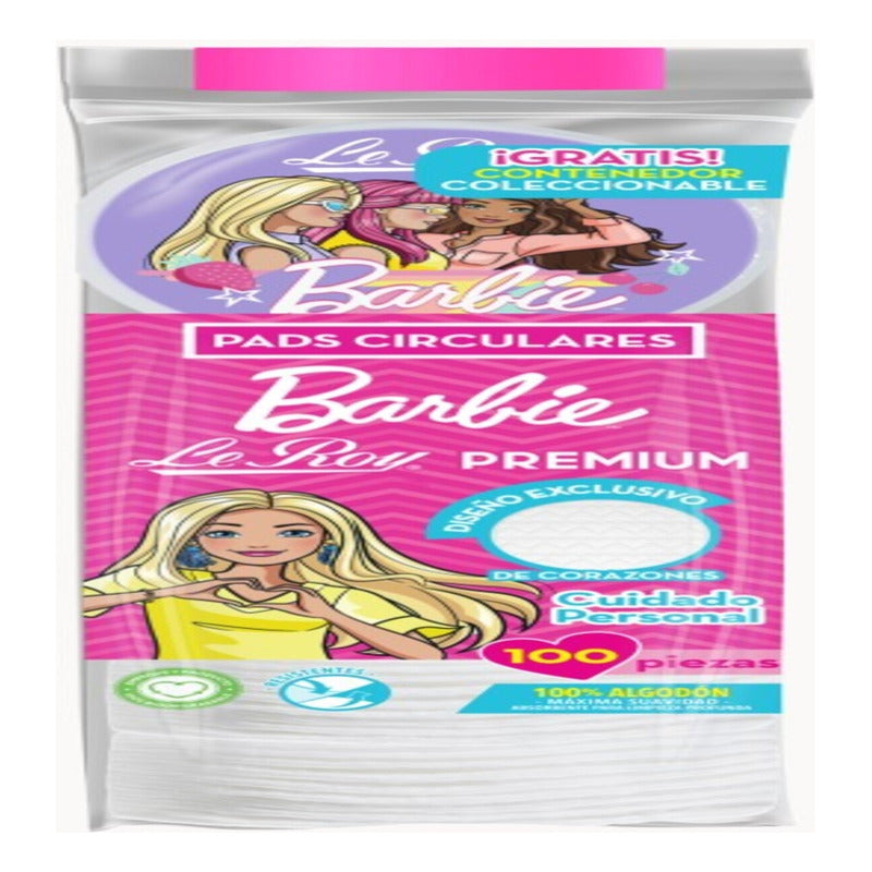 Le Roy Pads Circulares Barbie + Portapads De Regalo 100pz