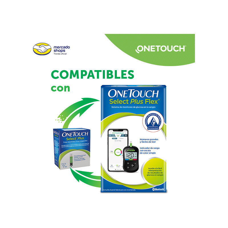 One Touch Select Plus Flex 100 Tiras Reactivas Verde