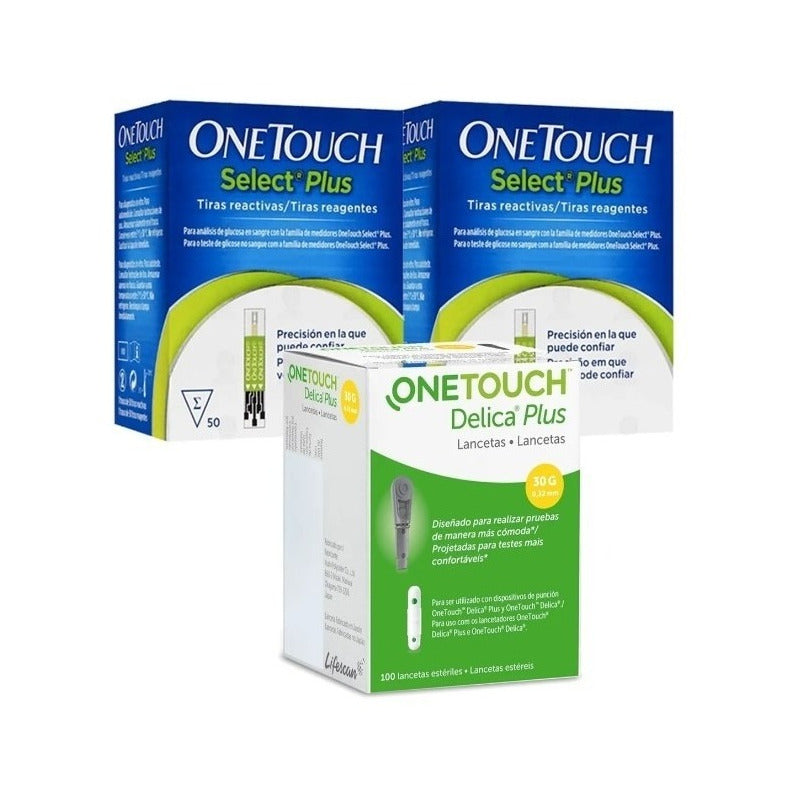 Kit One Touch Select Plus 100 Tiras Y 100 Lancetas