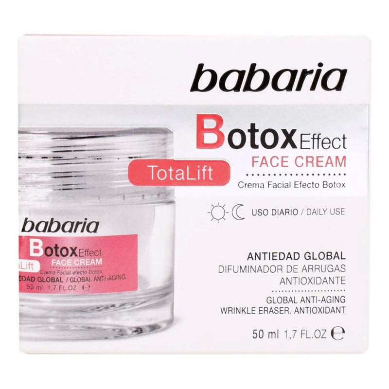Babaria Crema Facial Efecto Botox 50 Ml Con Colágeno, Suaviza Líneas De Expresión