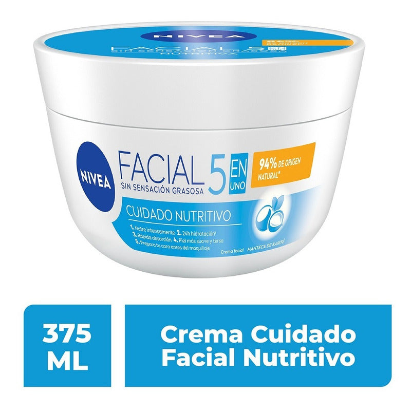Nivea Crema Facial Hidratante 5 En 1 Para Piel Seca 375ml Todo Tipo De Piel