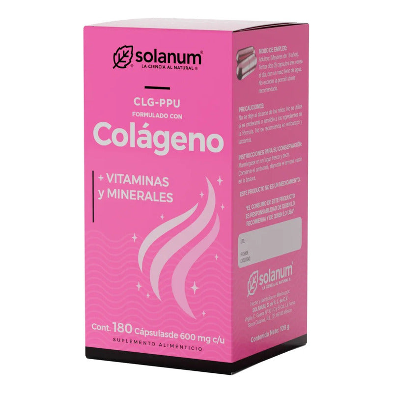 Solanum Colágeno CLG-ppu + Vitamina Y Minerales 180 Cáps Sfn Sabor Sin Sabor
