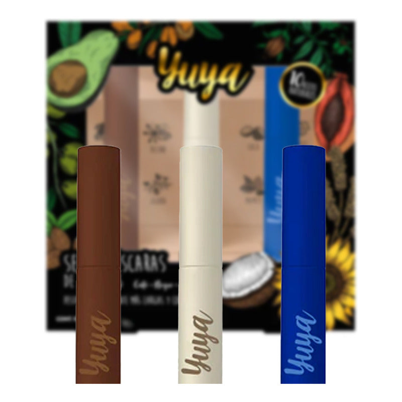 Set De Mascaras De Pestañas Yuya 10 Aceites Naturales 3 Pzs Negro
