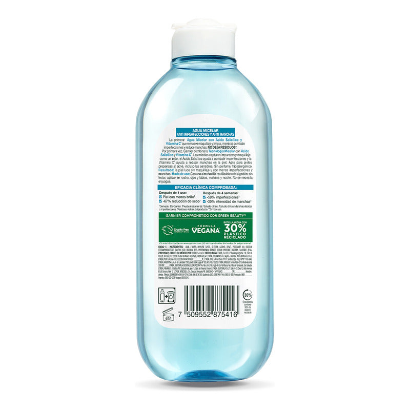 Agua Micelar Ácido Salicílico Skinactive 400ml Garnier