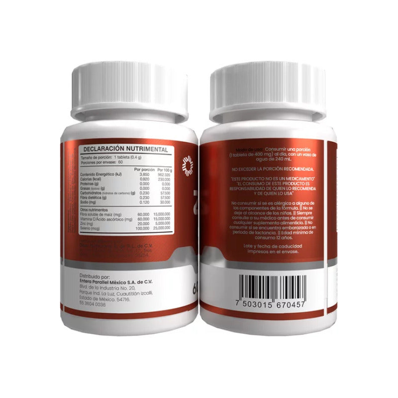 Zisec Zinc Y Selenio 2 Frascos De 60 Tabletas C/u - Sin Sabor