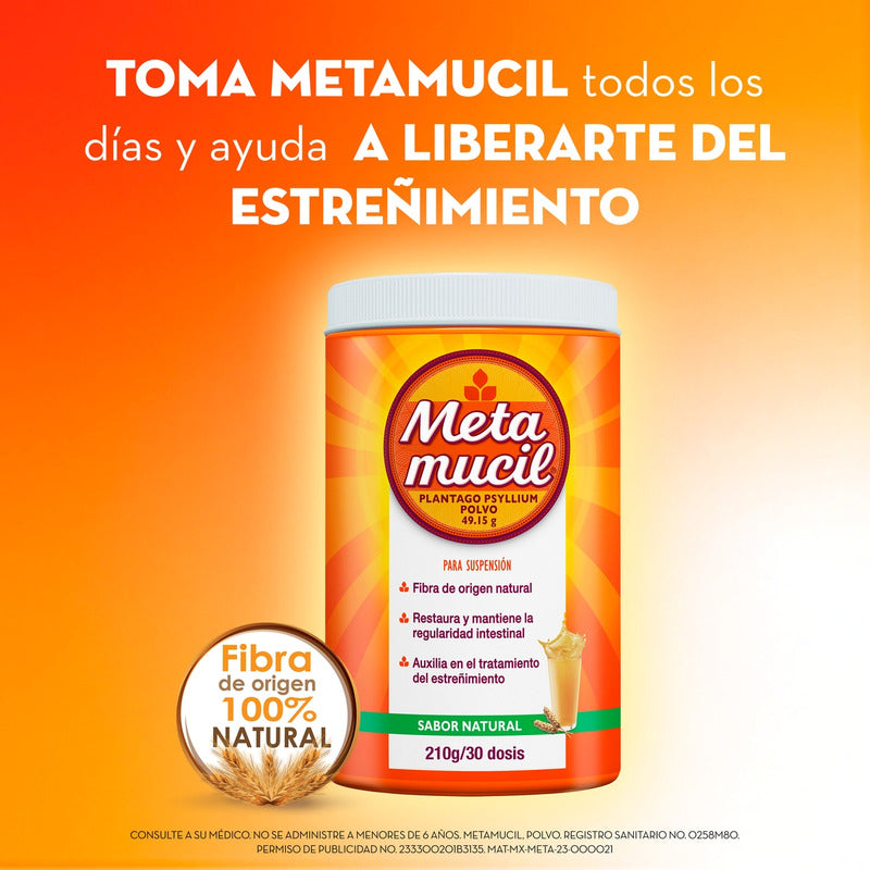 Fibra Natural Metamucil Plantago Psyllium En Polvo 210g