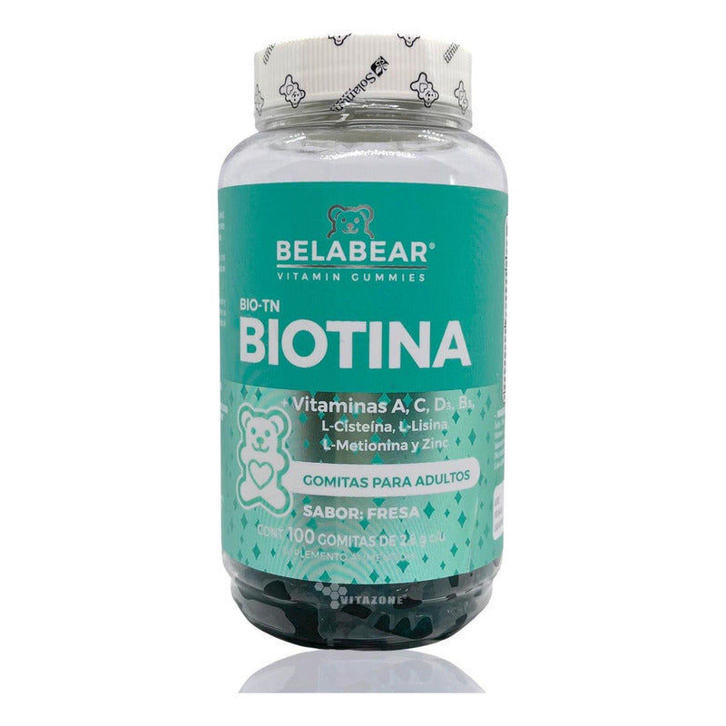 Biotina Cisteína Lisina Metionina 100 Gomitas Belabear Fresa