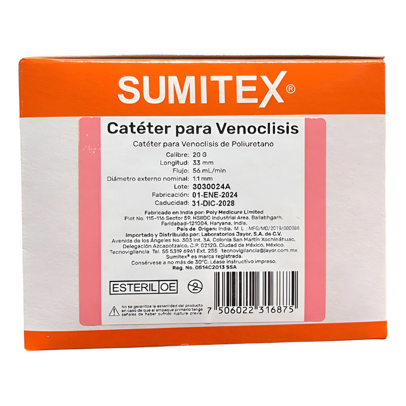 Catéter Para Venoclisis Sumitex Caja Con 50pzs