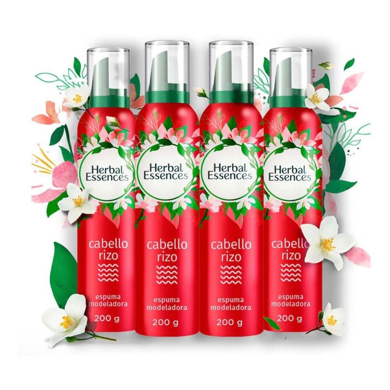 Espuma Modeladora Mousse Herbal Essences Jazmín 4 Pzas 200gr